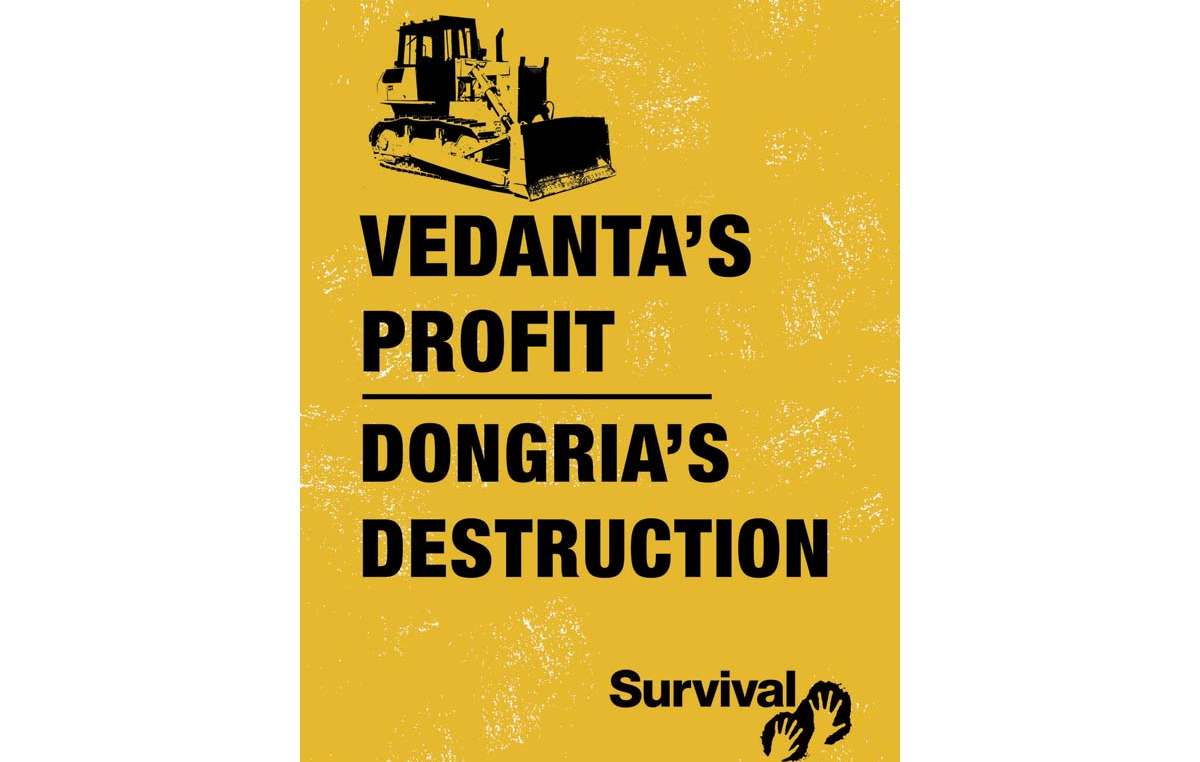 Survival banner outside Vedanta's recent AGM in London.