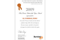 Le prix 2009 de l'article le plus raciste de l'année est remis au journal péruvien El Correo.