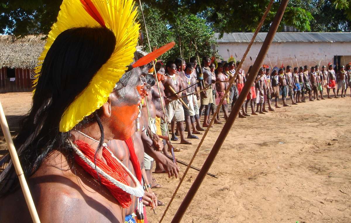 Kayapó Indians at a protest against the Belo Monte dam