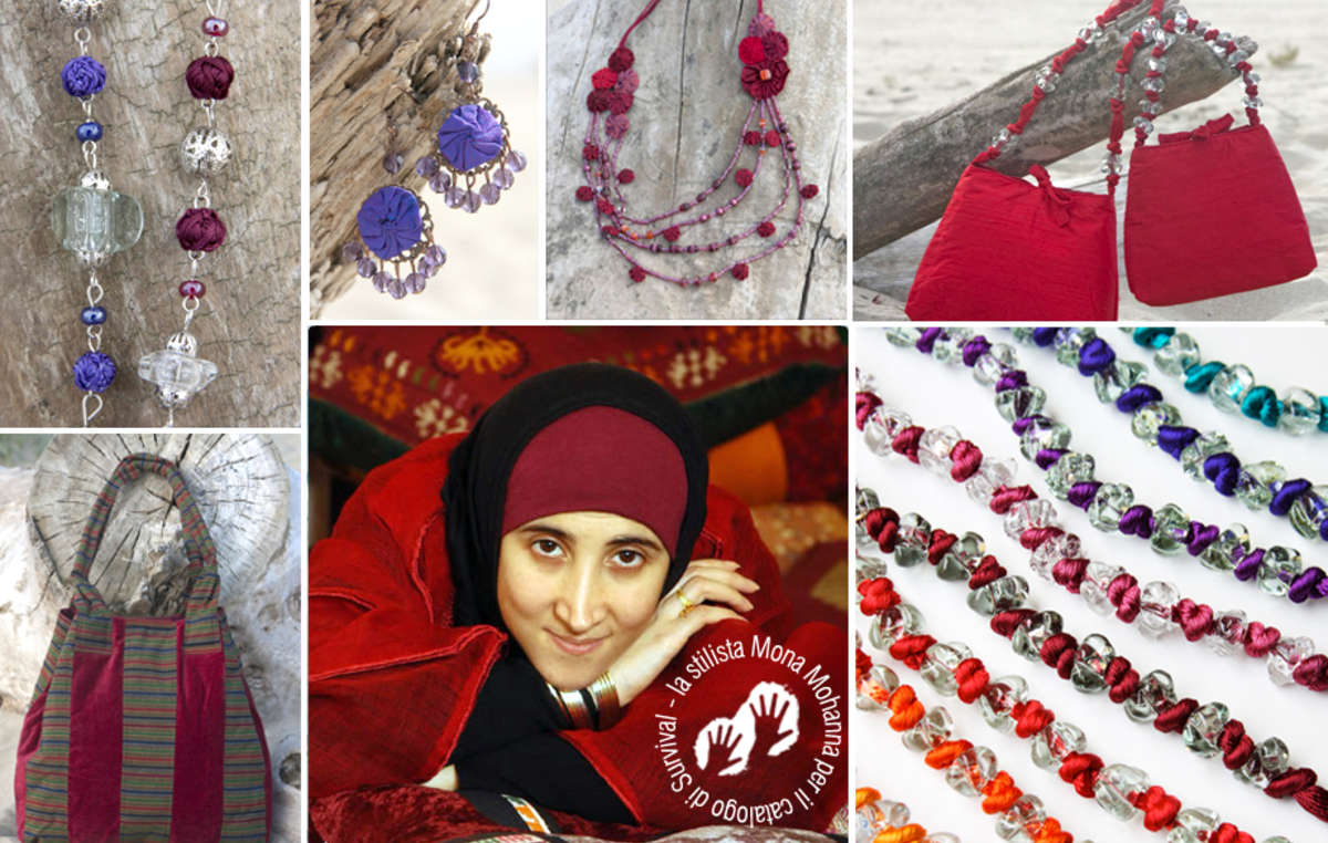 Alcuni dei prodotti della collezione della stilista libanese Mona Mohanna disponibili al mercatino di Survival.