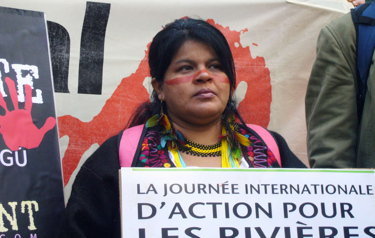Sonia Guajajara urged the Brazilian government and French companies GDF Suez, EDF and Alstom to stop the construction of several destructive dams.