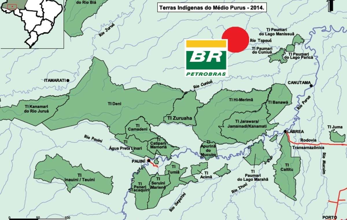 Petrobras hat in einem der abgelegensten Teile des Amazonasgebietes mit Öl- und Gaserkundungen begonnen (roter Kreis).