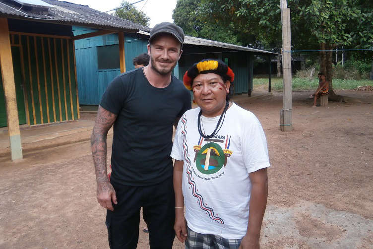 David Beckham met the Yanomami's most prominent spokesperson Davi Kopenawa, known as the ‘Dalai Lama of the Rainforest’.

While filming a TV program in Brazil, Beckham visited the Yanomami territory and asked Davi Kopenawa for permission to enter the reserve.  Beckham and Davi talked about the problems that the Yanomami face, especially the illegal gold-mining on their land.