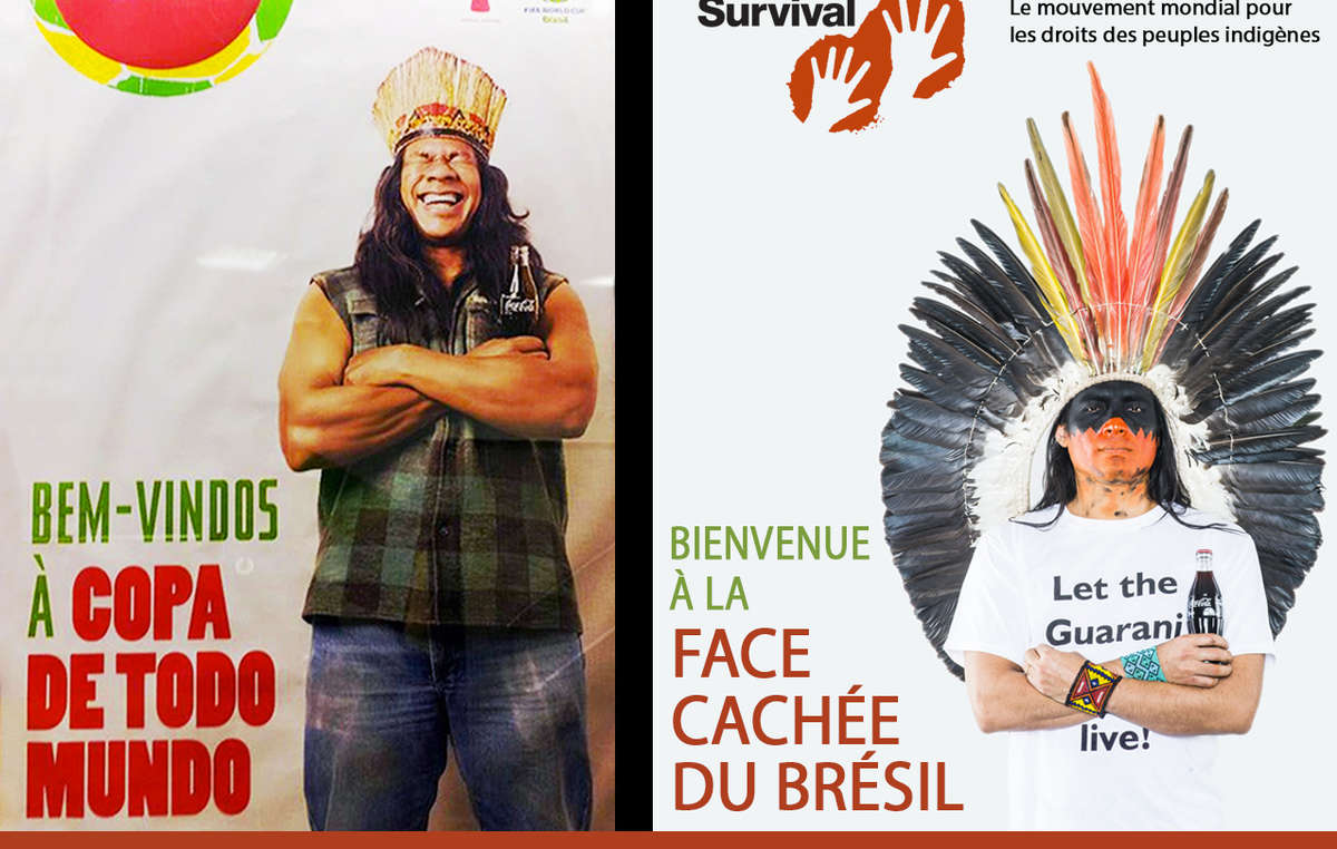 La publicité de Coca-Cola et de la FIFA a été détournée par celle d'un Indien en colère exigeant : 'Que vivent les Guarani!'
