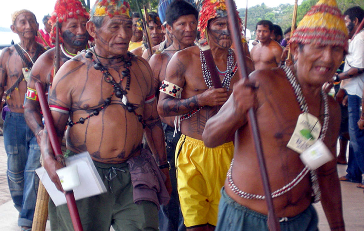Indians protest against dams in the Amazon