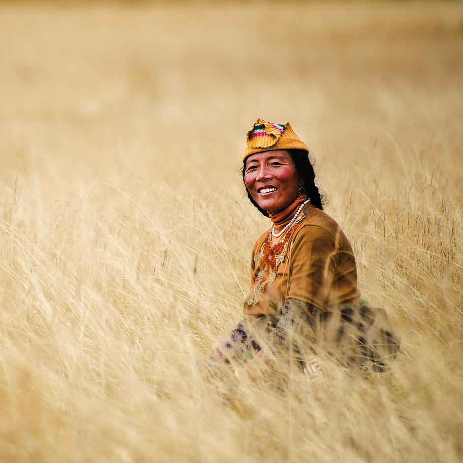 April 2015: Tibeterin, Serxu, Kham-Region, Tibet.

Zu Beginn des Herbstes, mitten auf einem abgelegenen Hochplateau in Tibet, bereitet eine Tibeterin das Heu für einen langen Winter vor. 