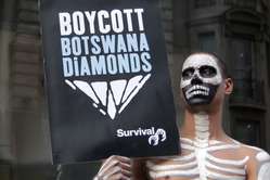 Survival International is calling for a boycott of Botswana diamonds until the Bushmen are allowed water.