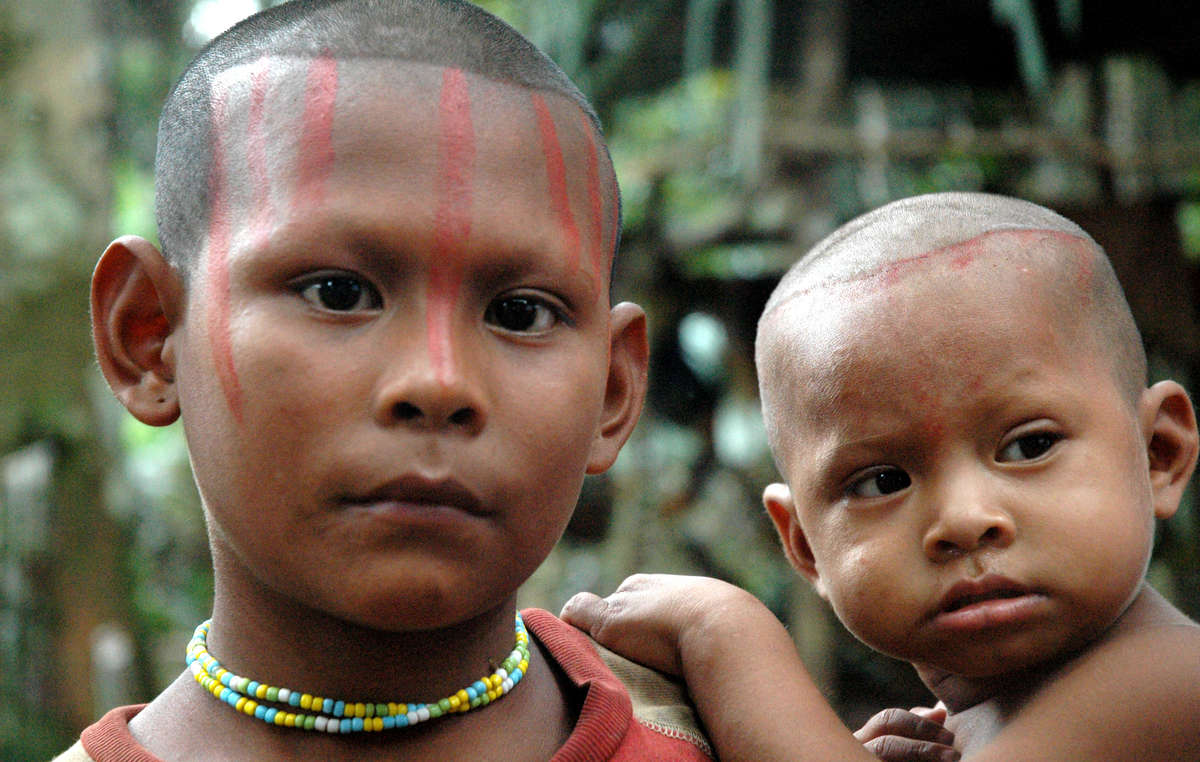 Nukak girl and her sister, Cano Chua, Colombia.